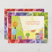 甘い村の新しい家のパーティの招待状 招待状 (正面/裏面)