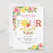 甘い柑橘の花の4歳の誕生日招待状 招待状 (正面)