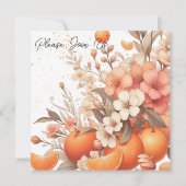 甘い柑橘類のオレンジと花は中立 招待状 (正面)