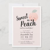 甘い桃かわいいかわいい女の子1st誕生日 招待状 (正面)