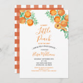 甘い桃が途中の赤ちゃんシャワー 招待状 (正面/裏面)