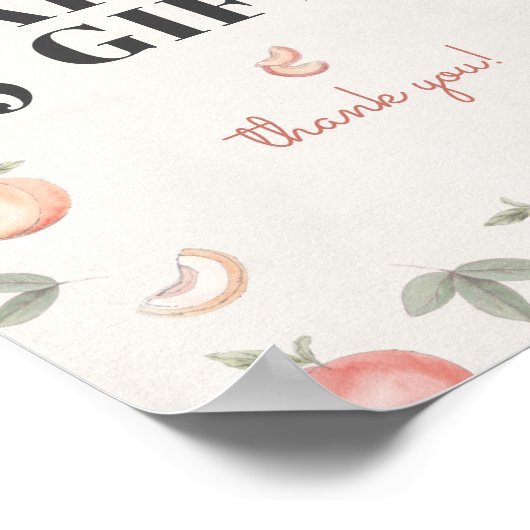 甘い桃のカードとギフトのサイン ポスター (角)