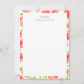 甘い桃のパタパーソナライズされたーン ノートカード (正面)