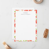 甘い桃のパタパーソナライズされたーン ノートカード (正面/裏面インサイチュ)