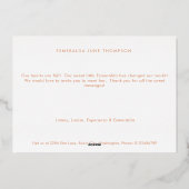 甘い桃のフローラフォイル誕生のお知らせ 箔招待状 (裏面)