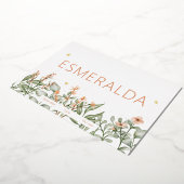 甘い桃のフローラフォイル誕生のお知らせ 箔招待状 (回転した状態)