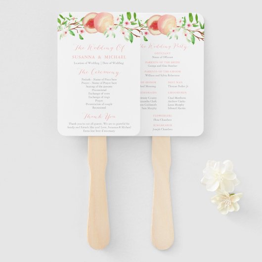 甘い桃の南結婚の儀式プログラム ハンドファン (正面&裏面)