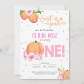 甘い桃の女の子の誕生日の招待として。 招待状 (正面)