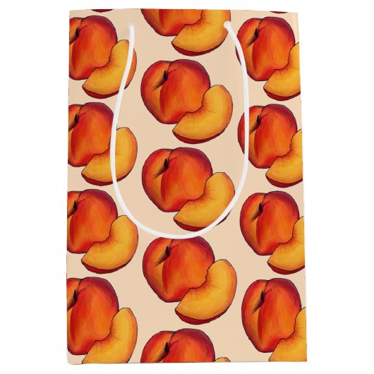 甘い桃の桃の桃16誕生日 ミディアムペーパーバッグ (正面)