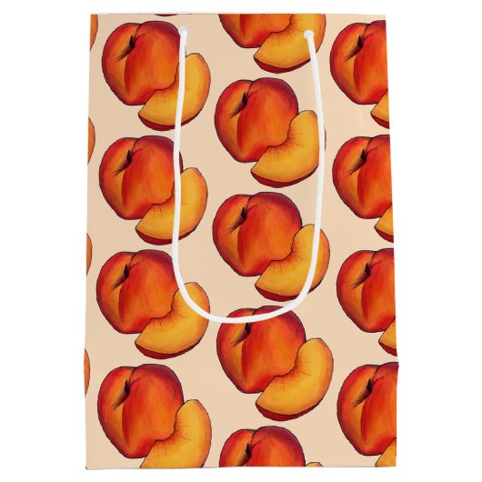 甘い桃の桃の桃16誕生日 ミディアムペーパーバッグ (裏面)