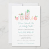 甘い桃の茶男女兼用赤ちゃんシャワーパーティー 招待状 (正面)