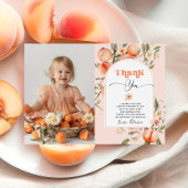 甘い桃の誕生日パーティーの写真サンキューカード 招待状