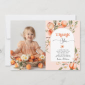 甘い桃の誕生日パーティーの写真サンキューカード 招待状 (正面)