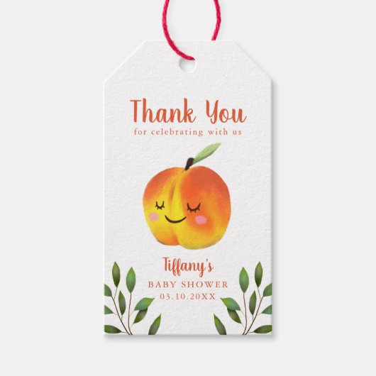 甘い桃の赤ちゃんシャワーありがとう ギフトタグ (正面)
