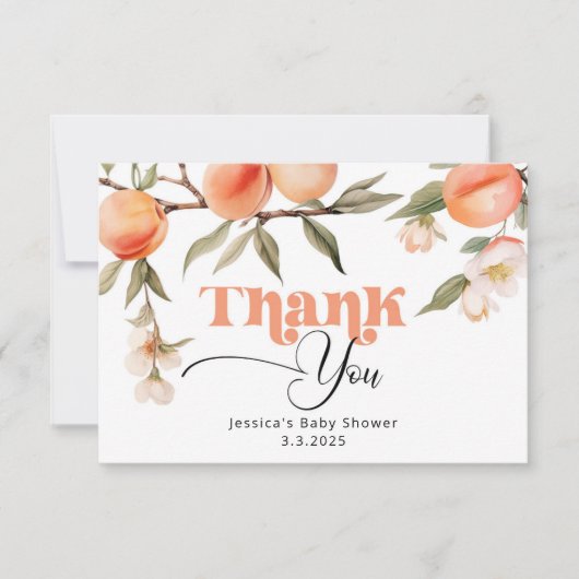 甘い桃の赤ちゃんシャワーサンキューカード カード (正面)