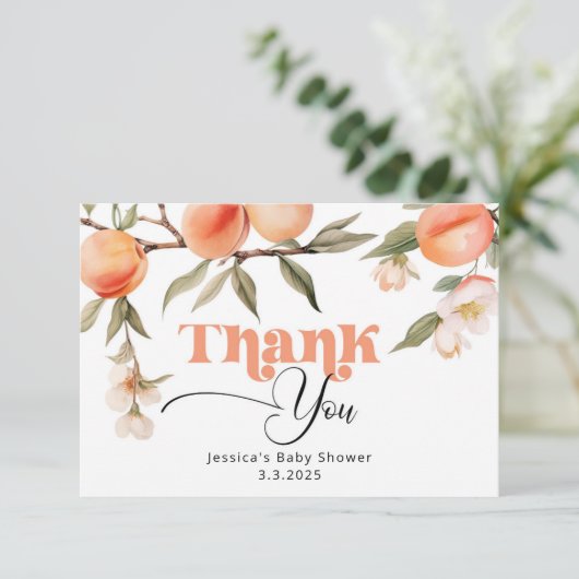 甘い桃の赤ちゃんシャワーサンキューカード カード (スタンド正面)