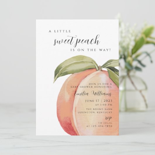 甘い桃の赤ちゃんシャワー少女 招待状 (スタンド正面)