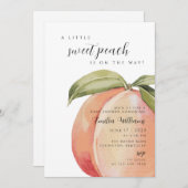 甘い桃の赤ちゃんシャワー少女 招待状 (正面/裏面)