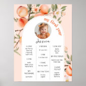 甘い桃の1s誕生日パーティー写真マイルストーン ポスター (正面)