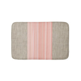 甘い桃オレンジのバーラッププリントストライプマット バスマット
