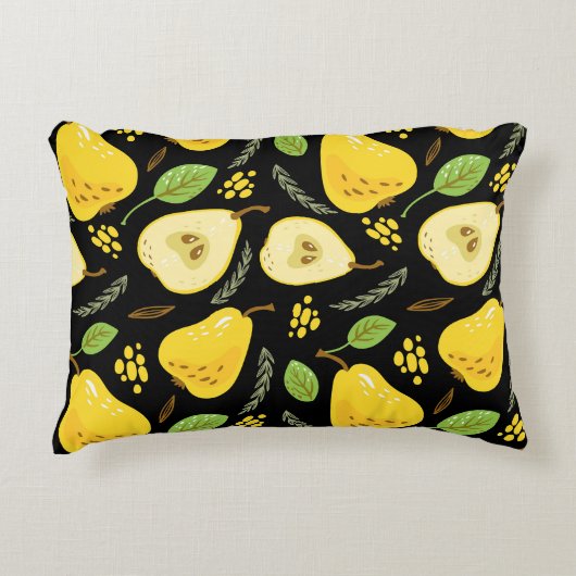 甘い梨：重なりフルーツデザイン アクセントクッション (正面)