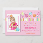 甘い棒つきキャンデーキャンデーの誕生日の招待状 招待状 (正面)