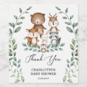 甘い森の緑の動物の赤ちゃんシャワーの好意 ワインラベル (シングルラベル)