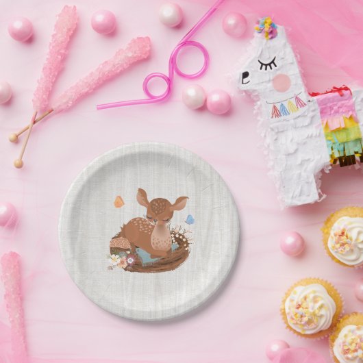 甘い森林ベビーのシカのベビーシャワーの紙皿 ペーパープレート (パーティー)