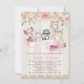 甘い森素朴林の動物の赤ちゃんシャワー 招待状 (正面)