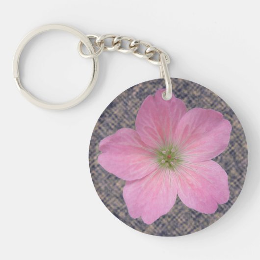 甘い植物のピンクのゼラニウムの花 キーホルダー (正面)