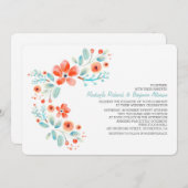 甘い植物の花の水彩画の結婚式 招待状 (正面/裏面)