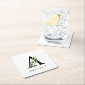 甘い植物性モノグラム スクエアペーパーコースター (インサイチュ)