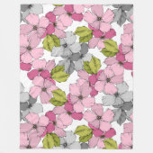 甘い植物柄ピンクのフローラガーデンかわいい フリースブランケット (正面)