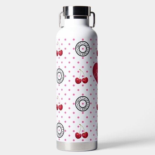 甘い様さくらんぼステプママレトロヴィンテージハート重量 ウォーターボトル (正面)