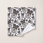 甘い標準のシュナウザーミニチュアペットの子犬 バスタオルセット (ウォッシュタオル)