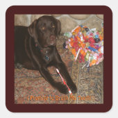 甘い歯を持つハロウィン犬 スクエアシール (正面)