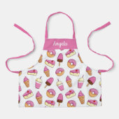 甘い歯ピンクのデザートパターン エプロン (正面)