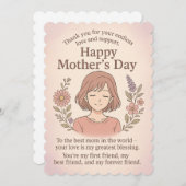 甘い母の日のグリーティングカー感謝していド- サンキューカード (正面/裏面)