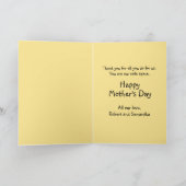 甘い母めんどりと眠る雛の母の日 カード (内部)