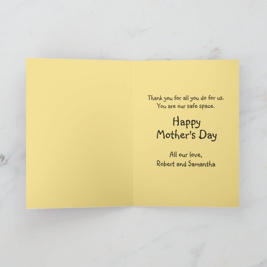 甘い母めんどりと眠る雛の母の日 カード (内部)