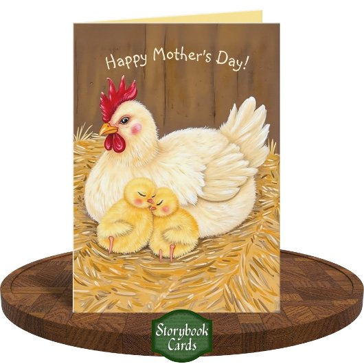 甘い母めんどりと眠る雛の母の日 カード