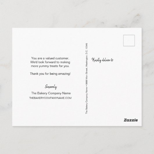 甘い水の色のカップケーキなしロゴベーカリー ポストカード (裏面)