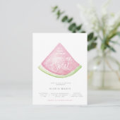 甘い水の色のスイカのシャワーが侵入する ポストカード (スタンド正面)