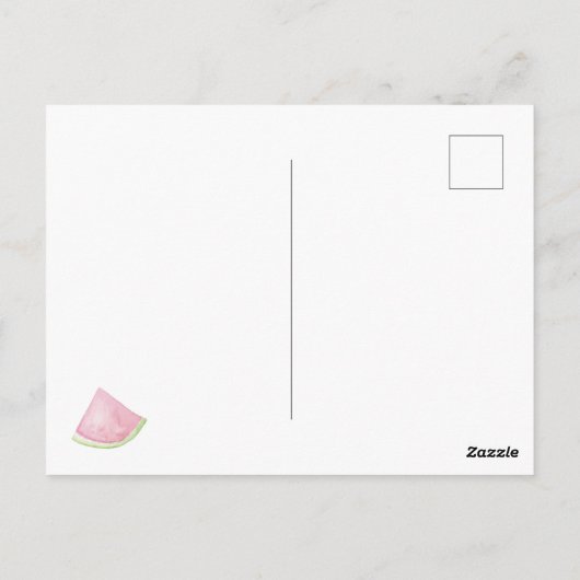 甘い水の色のスイカのシャワーが侵入する ポストカード (裏面)