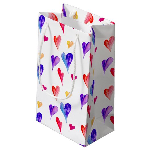 甘い水の色のハートバレンタインデーかわいい スモールペーパーバッグ (裏面アングル)