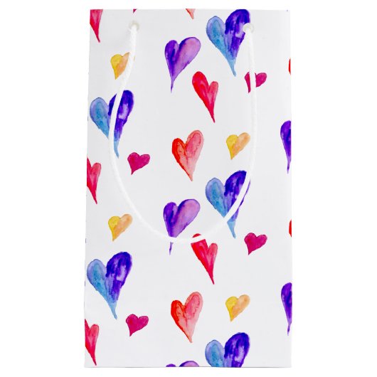 甘い水の色のハートバレンタインデーかわいい スモールペーパーバッグ (正面)
