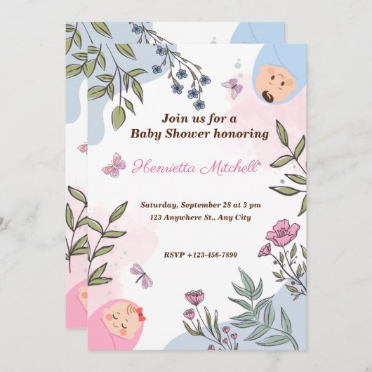 甘い水の色の性別が招待状を明かす 招待状 (正面/裏面)