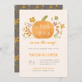 甘い水の色の秋リトルカボチャ赤ちゃんシャワー 招待状 (正面/裏面)