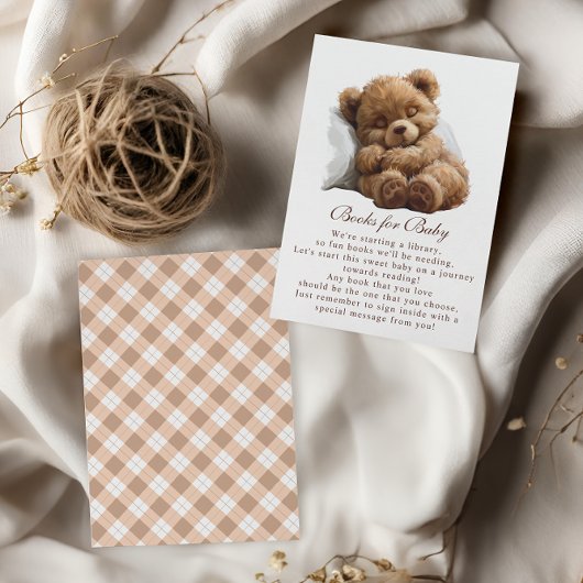 甘い水の色の緑豊かなテディベアブックベビー エンクロージャーカード