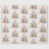 甘い水の色イースターバニーバスケット卵ギフト ラッピングペーパー (フラット)